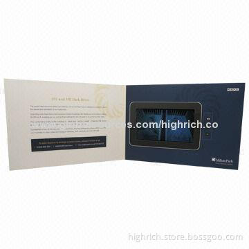 7-inch LCD Video Mailer Greeting Card for Real Estate, 800 x 480 Pixels Resolution